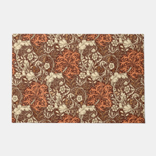 Art Nouveau Seaweed Floral, Brown and Rust  Doormat