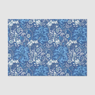 Art Nouveau Seaweed Floral, Cobalt Blue and White Tissue Paper