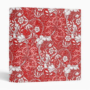 Art Nouveau Seaweed Floral, Deep Red and White Binder