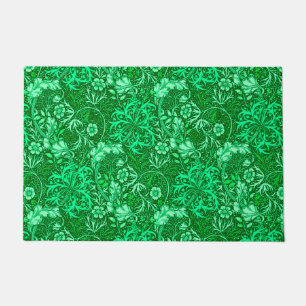 Art Nouveau Seaweed Floral, Emerald Green  Doormat