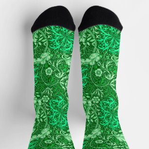 Art Nouveau Seaweed Floral, Emerald Green  Socks