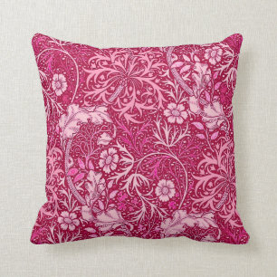 Art Nouveau Seaweed Floral, Fuchsia Pink Throw Pillow