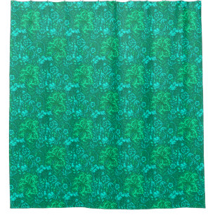 Art Nouveau Seaweed Floral, Turquoise and Aqua
