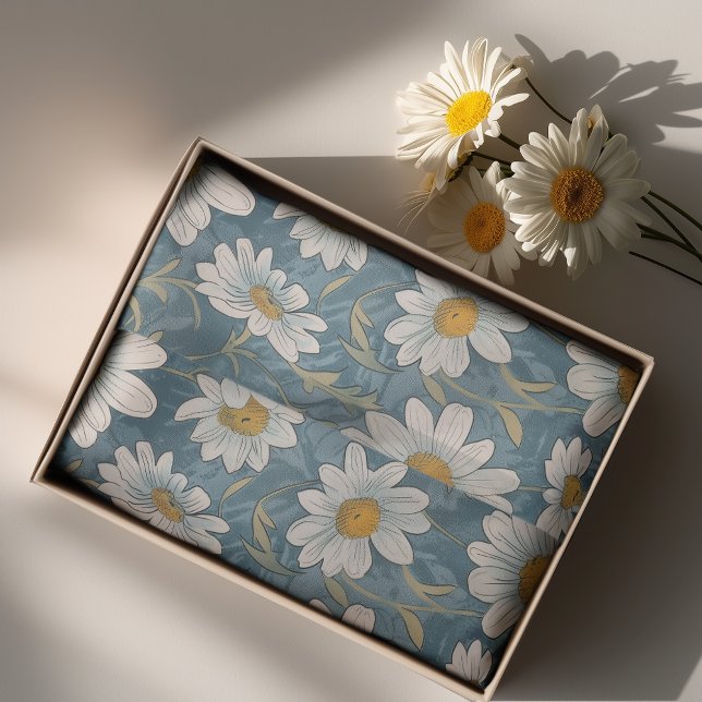 Art Nouveau Shasta Daisies – 10lb, 17"x23" Tissue Paper (Creator Uploaded)