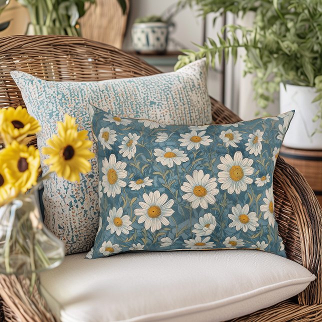 Art Nouveau Shasta Daisies Accent Pillow (Creator Uploaded)