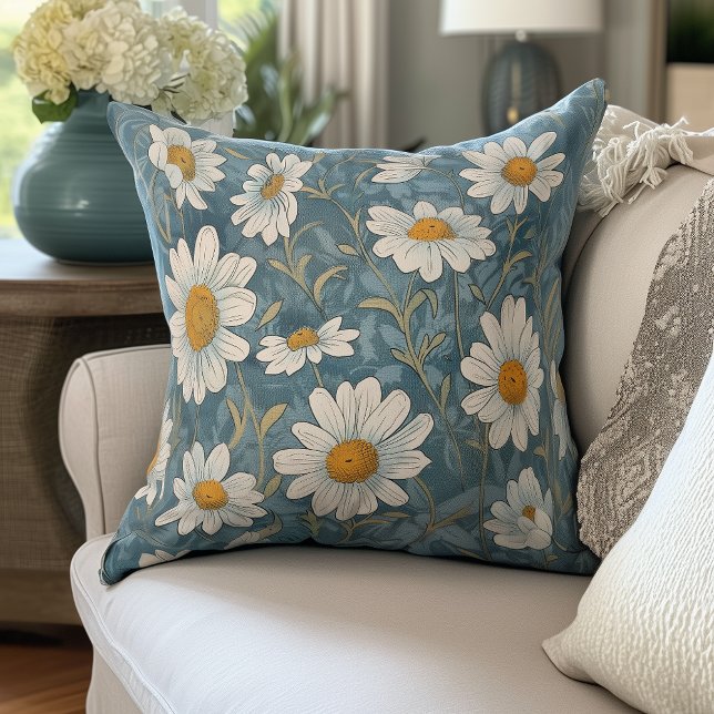 Art Nouveau Shasta Daisy  Throw Pillow (Creator Uploaded)