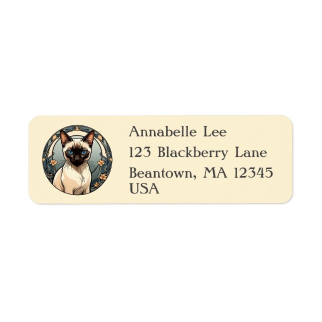 Art Nouveau Siamese Cat Label (Front)
