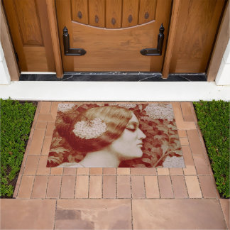 Art Nouveau Sleeping Woman Among The Flowers Doormat
