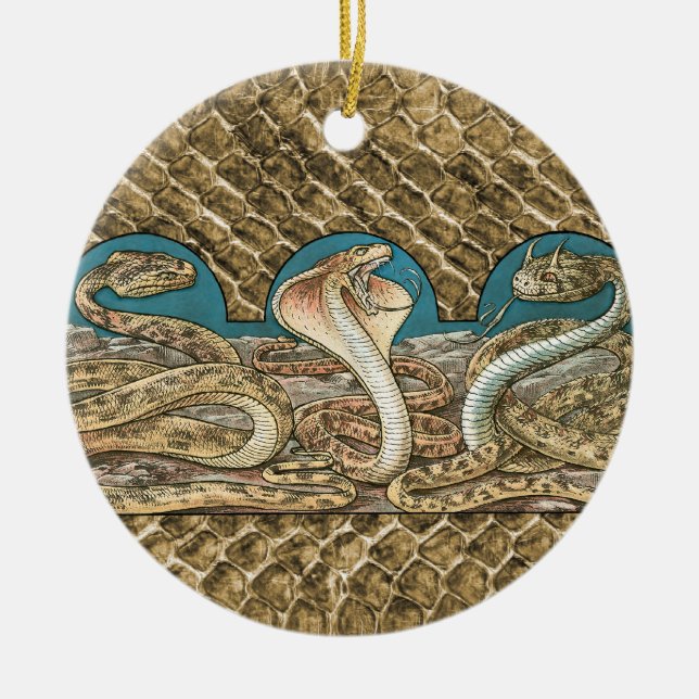 Art Nouveau Snake Trio Ceramic Ornament (Front)