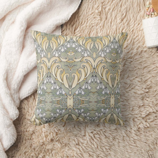 Art Nouveau Solomon's seal flower pattern  Throw Pillow (Blanket)