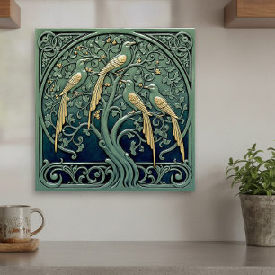 Art Nouveau Songbirds Pat#11 ID1193 Tile