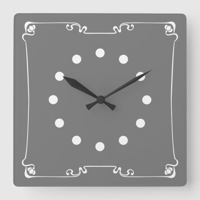 Art Nouveau Square Wall Clock (Front)