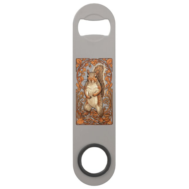 Art Nouveau Squirrel - funny squirrel lover Bar Key (Front)