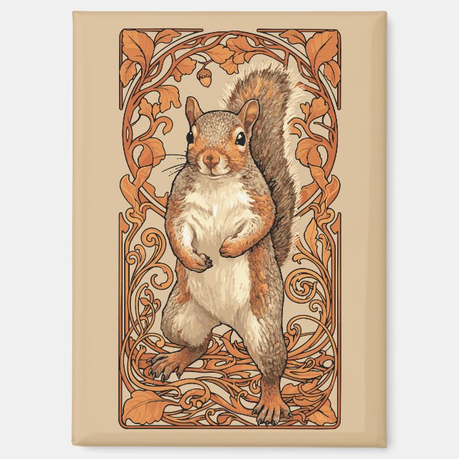 Art Nouveau Squirrel - funny squirrel lover Magnet (Front)