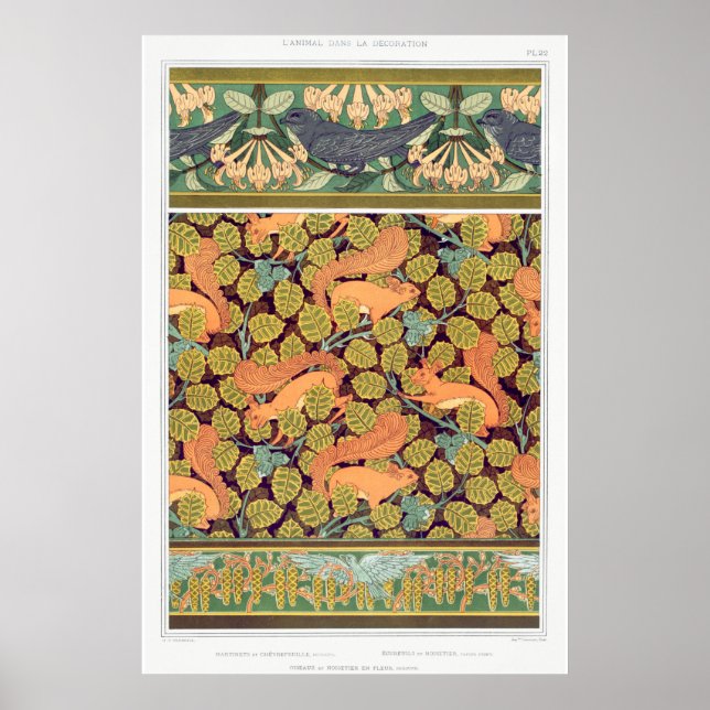 Art nouveau squirrel verneuil fall textile art poster (Front)