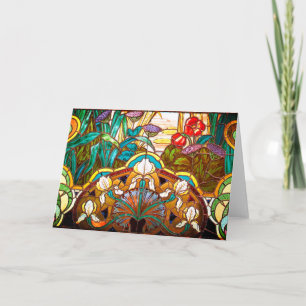 Art nouveau stained glass floral card