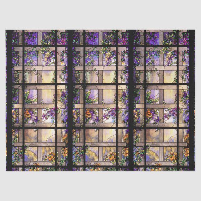 Art Nouveau Stained Glass Flowers Tissue Paper (Front)
