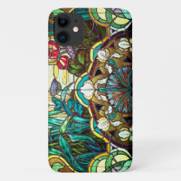 Art nouveau stained glass look floral
