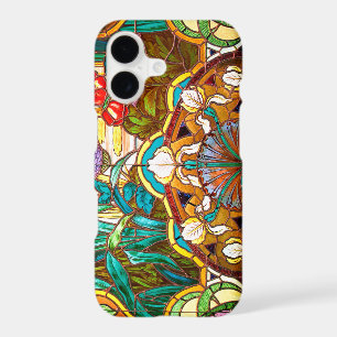 Art nouveau stained glass look floral elegant 