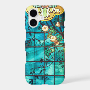 Art nouveau stained glass look floral Victorian