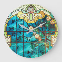 Art nouveau stained glass window floral Victorian