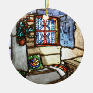Art Nouveau Stained Glass Windows Ceramic Ornament