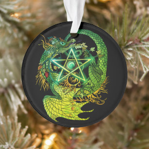 Art Nouveau Star/Pentacle Dragon Coloured Ornament
