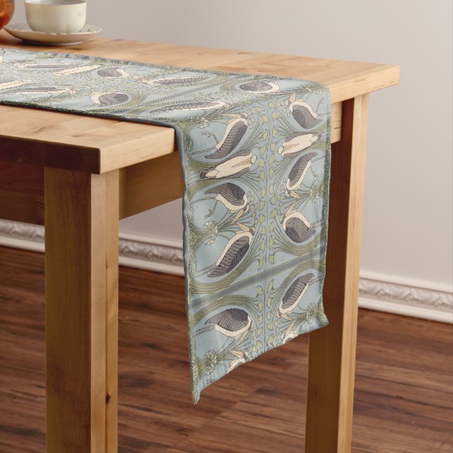 Art Nouveau Storks for Baby Long Table Runner (In Situ)