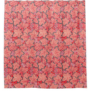 Art Nouveau Strawberries and Leaves, Coral Orange