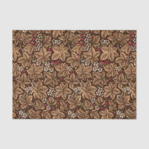 Art Nouveau Strawberries and Leaves, Dark Brown Tissue Paper