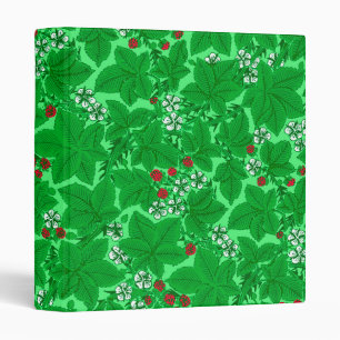 Art Nouveau Strawberries and Leaves, Lime Green Binder