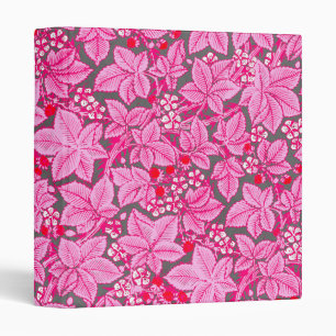 Art Nouveau Strawberries and Leaves, Pink and Grey Binder