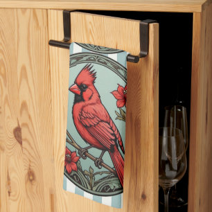 Art Nouveau Style Cardinal Kitchen Towel