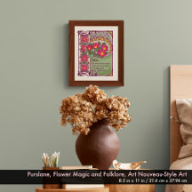 Art Nouveau Style Design Pink Wildflower Magic