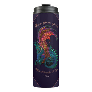 Art Nouveau Style Dragon Coloured Thermal Tumbler