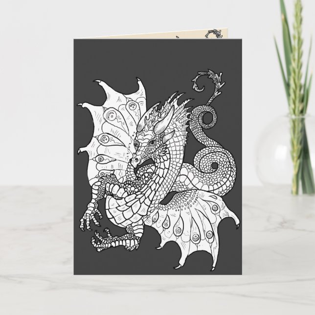 Art Nouveau style dragon~greeting card (Front)