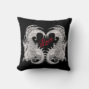 Art Nouveau style Dragon Throw Pillow