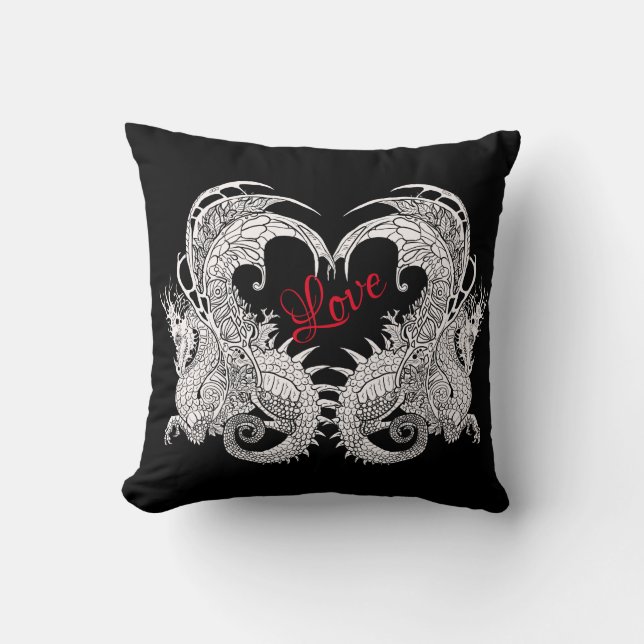 Art Nouveau style Dragon Throw Pillow (Front)