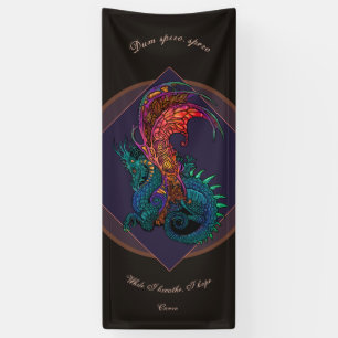 Art Nouveau Style Dragon with Latin Motto Banner