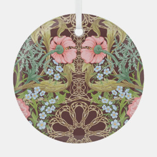 Art Nouveau Style Floral: Coloured Vintage Pattern Glass Ornament