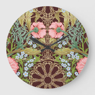 Art Nouveau Style Floral: Coloured Vintage Pattern Large Clock