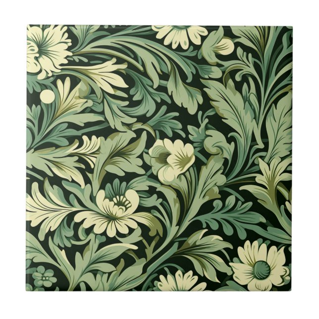 Art Nouveau Style Floral Pattern Tile (Front)