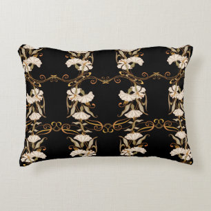 Art Nouveau Style: Gold-Black Vintage. Accent Pillow