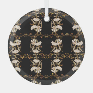 Art Nouveau Style: Gold-Black Vintage. Glass Ornament