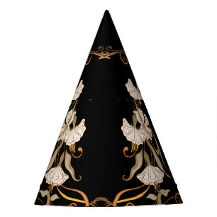 Art Nouveau Style: Gold-Black Vintage. Party Hat