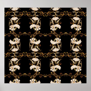 Art Nouveau Style: Gold-Black Vintage. Poster