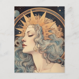 Art Nouveau Style Moon Stars Princess Postcard
