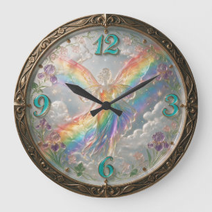 Art Nouveau Style Rainbow Goddess Iris Large Clock