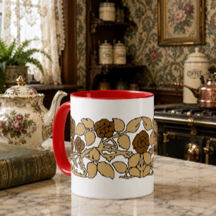 Art Nouveau Style Rose Bush Customizable Colours Mug
