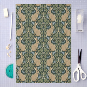 Art Nouveau Style Sage Green & Blue Floral Rabbit  Tissue Paper